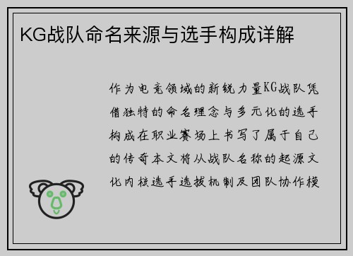 KG战队命名来源与选手构成详解